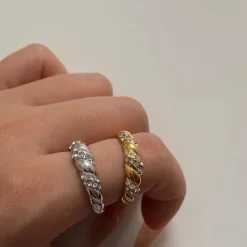 18K Croissant CZ Ring