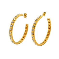 18K C-shaped Full Diamond Earrings