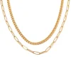 18K Cuban and Paper Clip Layered Necklace