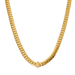 18K Cuban CZ Statement Necklace