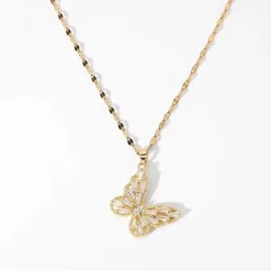 18K CZ Butterfly Necklace