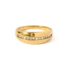 18K CZ Lined Smooth Ring