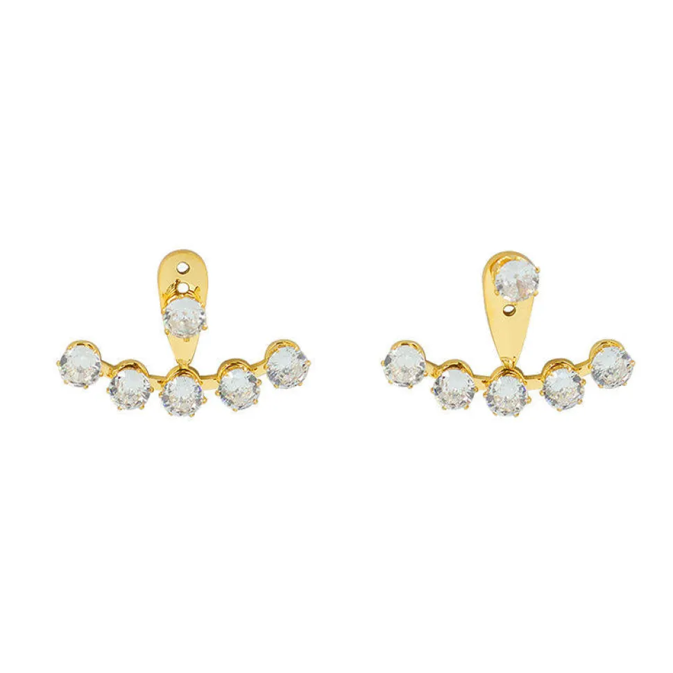 18K CZ Lined Stud Earrings