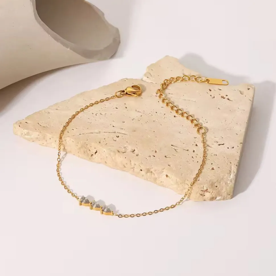 18K Dainty Arrow CZ Bracelet