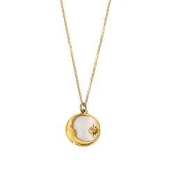 18K Dainty Chain Celestial Mother of Pearl  Necklace