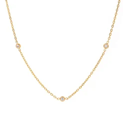 18K Dainty CZ Round Necklace