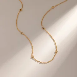 18K Dainty CZ Round Necklace