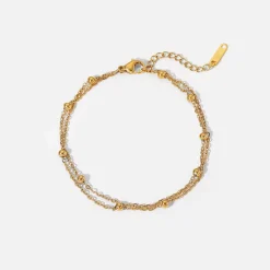18K Dainty Layered Dotted Bracelet