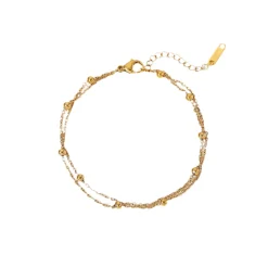18K Dainty Layered Dotted Bracelet