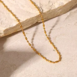 18K Dainty Oval Bead Chain