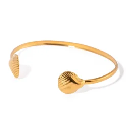 18K Dainty Shell Bangle