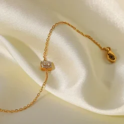 18K Dainty Square CZ Bracelet