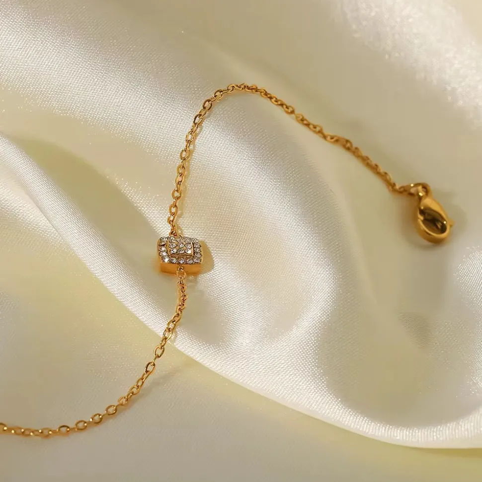 18K Dainty Square CZ Bracelet