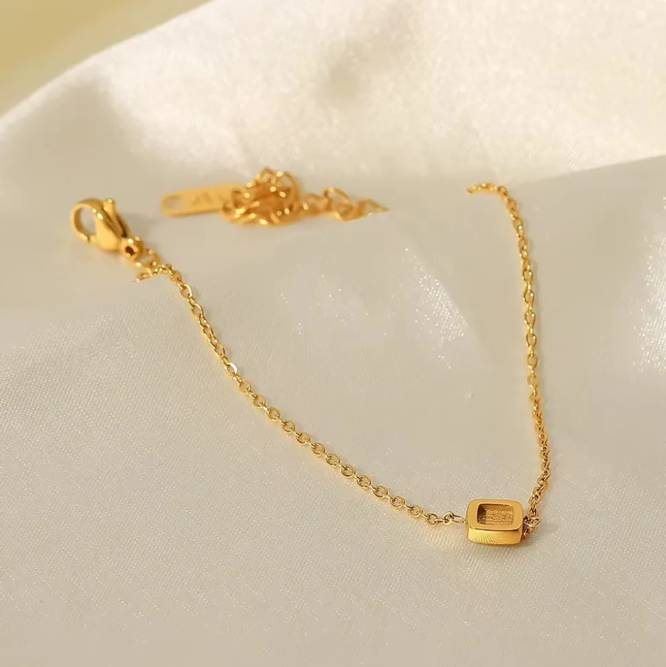 18K Dainty Square CZ Bracelet