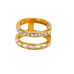 18K Double Band Rings, Clear