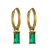 18K Emerald Drop Huggies