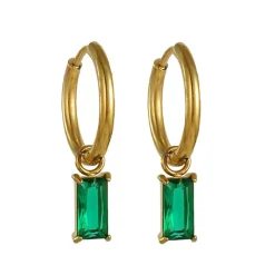 18K Emerald Drop Huggies