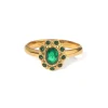 18K Emerald Flower Ring