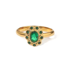 18K Emerald Flower Ring
