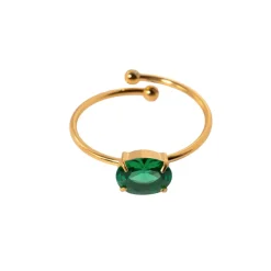 18K Emerald Oval Adjustable Ring