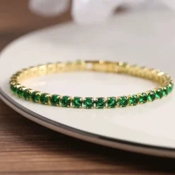 18K Emerald Tennis CZ Bracelet