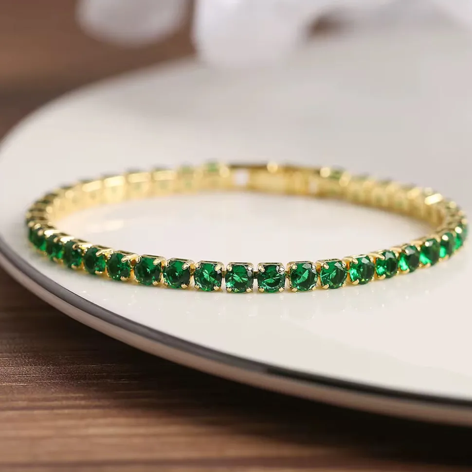 18K Emerald Tennis CZ Bracelet