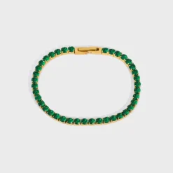 18K Emerald Tennis CZ Bracelet