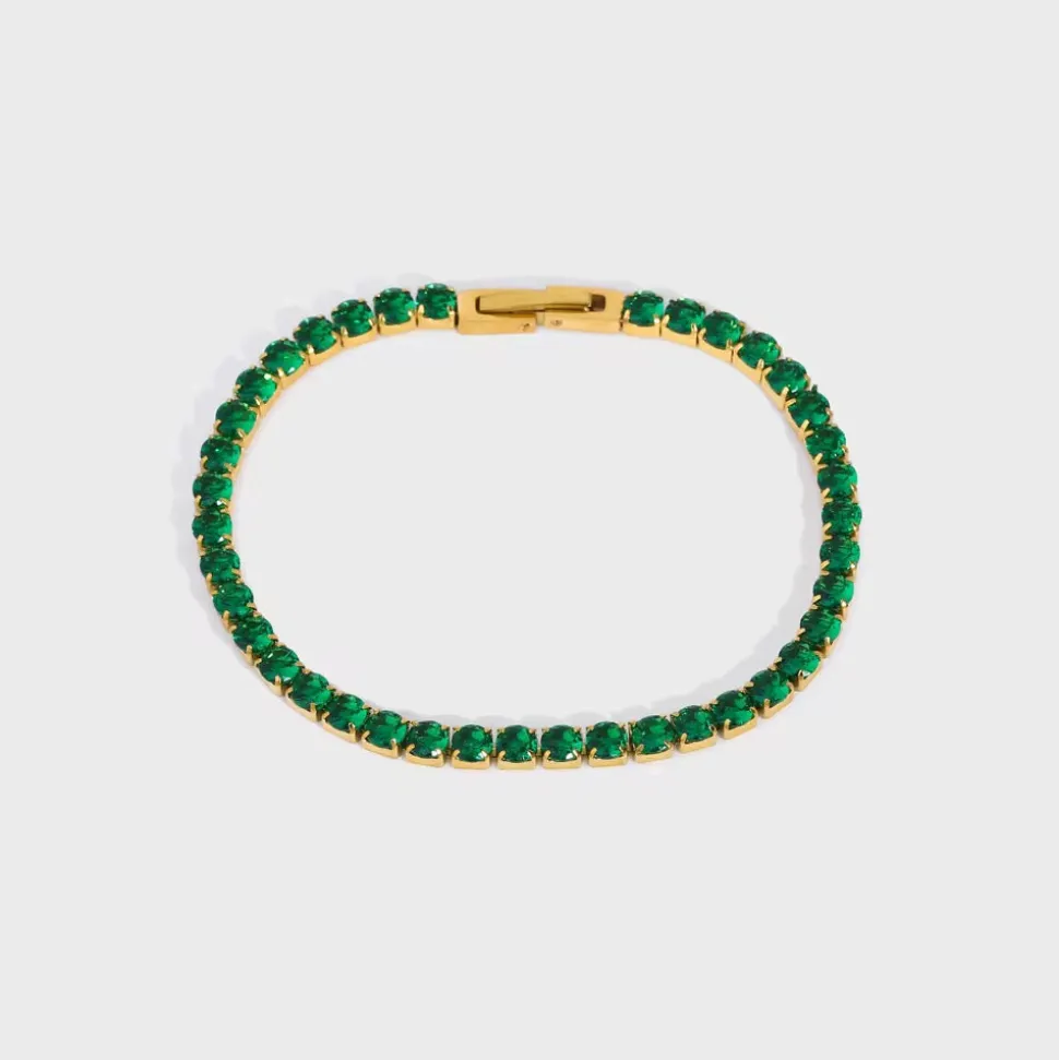 18K Emerald Tennis CZ Bracelet