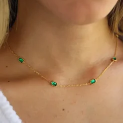 18K Emerald Zirconia Dainty Necklace