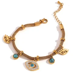 18K Evil Eye Charm Bracelet