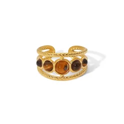 18K Five Tiger Eye Open Ring