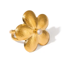 18K Flower CZ Statement Ring