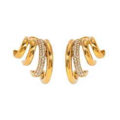 18K Four Layer CZ Inlaid Earrings