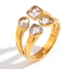 18K Four Stone Ring, Clear