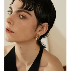 18K French Style Pearl Zircon Stud Earrings