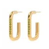 18K Geometric Peridot Open Rectangle Hoops