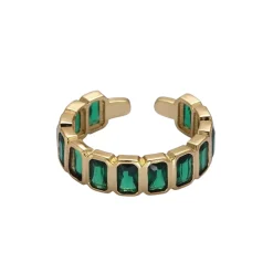 18K Gold Filled Baguette Emerald Adjustable