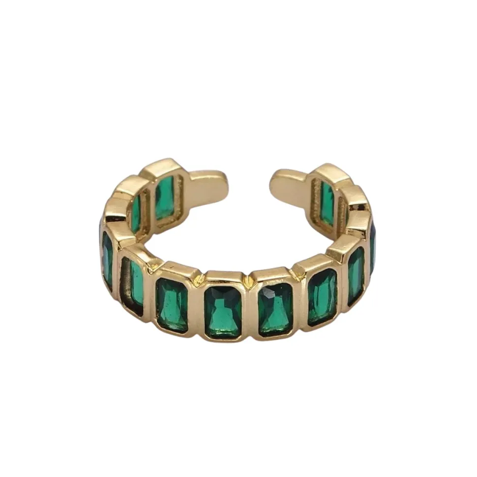 18K Gold Filled Baguette Emerald Adjustable