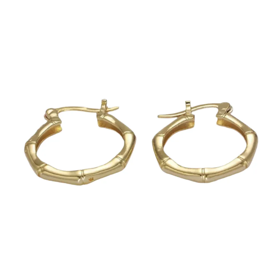 18K Gold Filled Bamboo Hoops