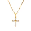 16K Gold Filled Dainty Chain Clear CZ Cross Necklace