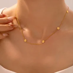 18K Gold Filled Dainty Flower Necklace