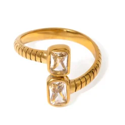 18K Gold Filled Double Clear Baguette