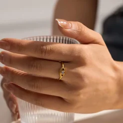 18K Gold Filled Evil Eye Dainty Ring