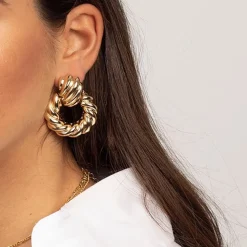 14K Gold Filled French Twist Croissant Earrings