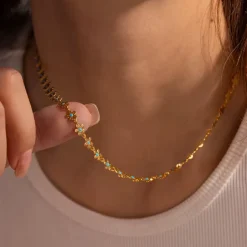 18K Gold Filled Turquoise Daisy Flower Jewelry