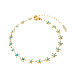 18K Gold Filled Turquoise Daisy Flower Jewelry