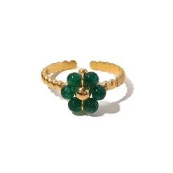 18K Green Flower Ring