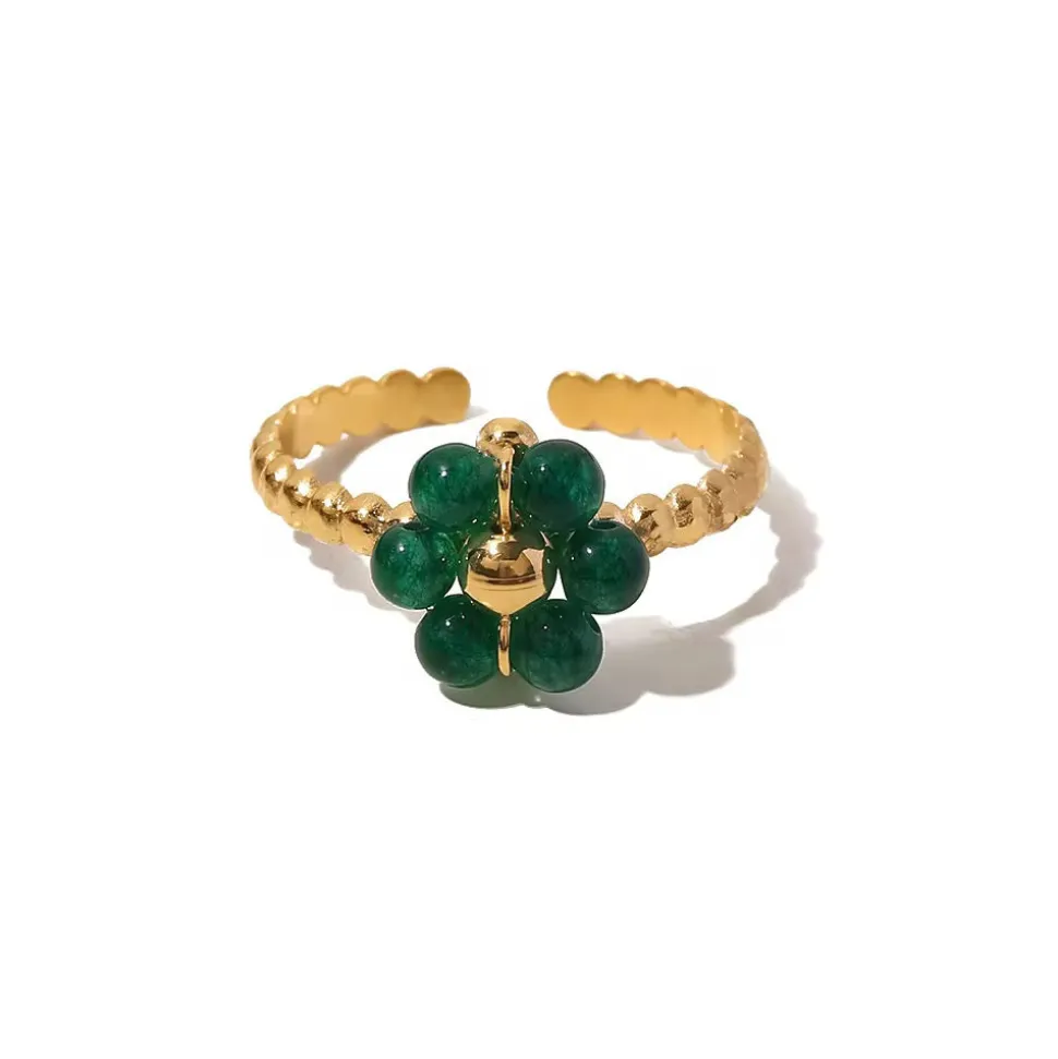 18K Green Flower Ring