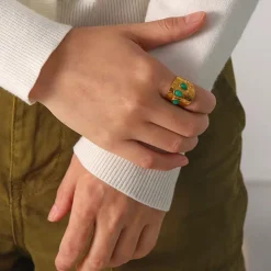 18K Green Jade Ring