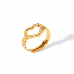 18K Heart Chain Ring